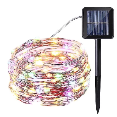 ISO 11393 Vianočný svietiaci struny Solárne 100 LED, multicolor 12m
