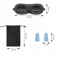 ISO Maska na spaní 3D + špunty do uší černá