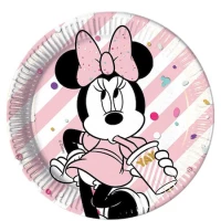 Javoli Papírové talíře Disney Minnie 23 cm - 8 ks růžový