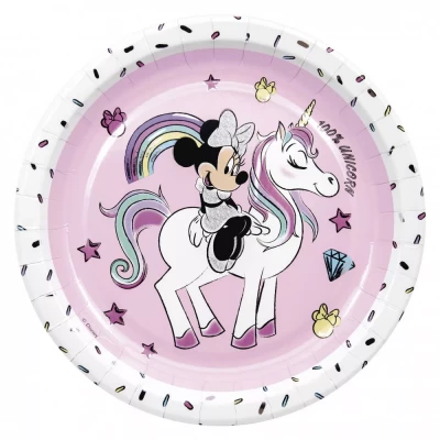 Javoli Papírové talíře Disney Minnie Unicorn 23 cm - 8 ks 