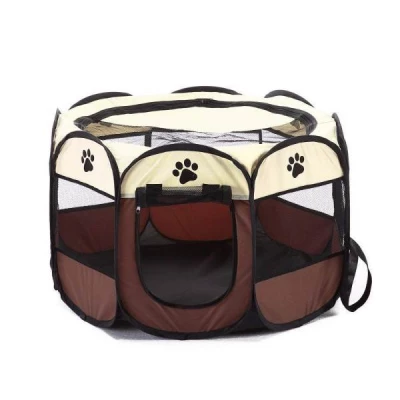 KIK KX6942 Ohrádka pro psy 104 cm x 65 cm hnědá - bazar