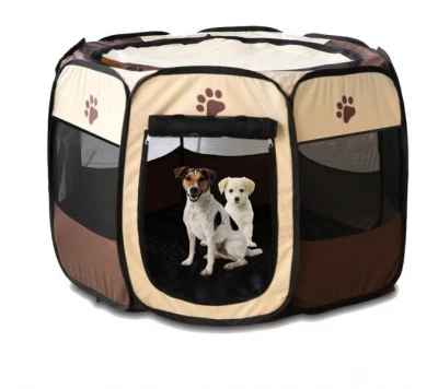 KIK KX6942 Ohrádka pro psy 104 cm x 65 cm hnědá - bazar