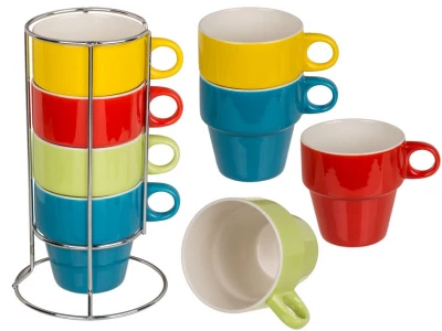 Kemis Sada keramických espresso hrníčků se stojanem 4 ks