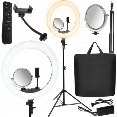 ISO 12260 Prstencová LED lampa se stativem a dálkovým ovládáním 45 cm, 75 W