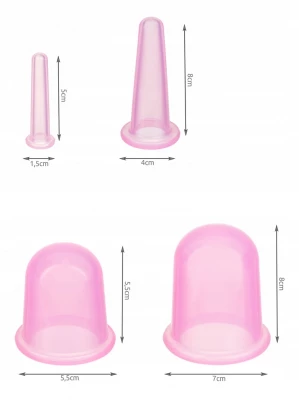 Soulima Súprava masážnych silikónových baniek proti celulitíde 5 ks ružovej