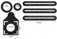 ISO Stavební pravítko a šablony na vrtání do obkladů 3 x 300 mm