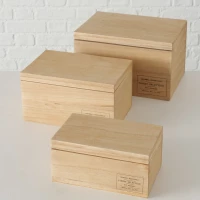 Boltz Dekoratívne drevený box s vekom Natural Set 3 ks