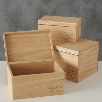 Boltz Dekoratívne drevený box s vekom Natural Set 3 ks