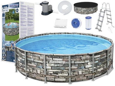 Bestway 56966 Bazén s konštrukciou Power Steel Stone 488 x 122 cm