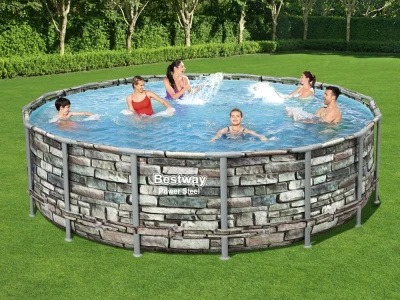 Bestway 56966 Bazén s konštrukciou Power Steel Stone 488 x 122 cm