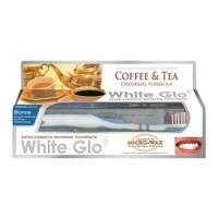WHITE GLO Bělící pasta Coffee and Tea 150g + kartáček na zuby