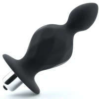 Zmyselný análny kolík silikónový vibračný 12,6 cm, čierny