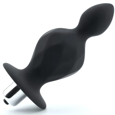 Zmyselný análny kolík silikónový vibračný 12,6 cm, čierny