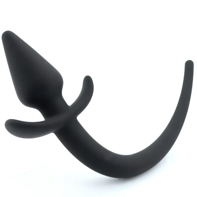 Zmyselný análny kolík so psím chvostom, čierny