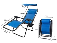 Verk 01428 Plážové ležadlo Zero Gravity + strecha modré