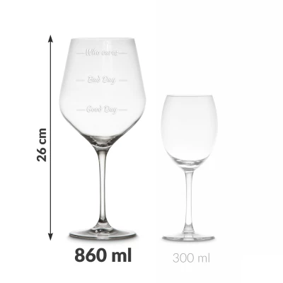 diVinto Slavnostní obří sklenice na víno 860 ml - Who cares ? čirá 2 ks