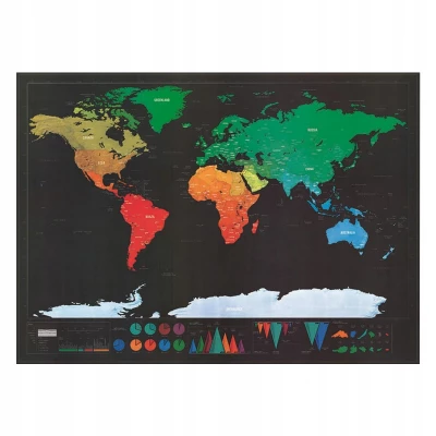 Verk 18183 Veľká Stieracie mapa sveta s vlajkami Deluxe 82 x 59 cm čierna