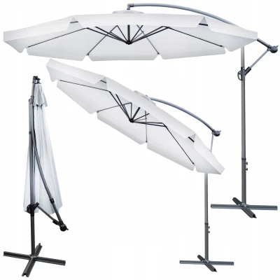 Malatec 12164 Slunečník s boční nohou 300 cm světle šedý