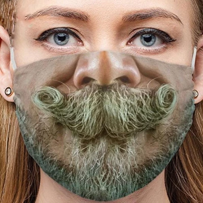 Ali Zábavná maska na obličej 3D potisk - vousy