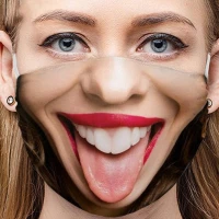 Ali Zábavná maska na obličej 3D potisk - vypláznutý jazyk