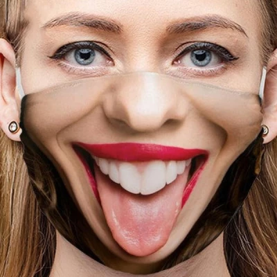 Ali Zábavná maska na obličej 3D potisk - vypláznutý jazyk