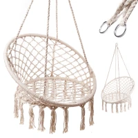KIK KX7629 Zavesené kreslo so strapcami 80 cm, béžové