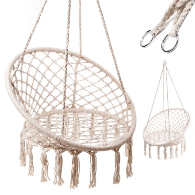 KIK KX7629 Zavesené kreslo so strapcami 80 cm, béžové