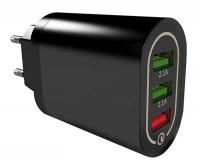 APT PLP37D Nabíjací adaptér 3 x USB 18 W QUICK CHARGE 2.0-3.0 čierny