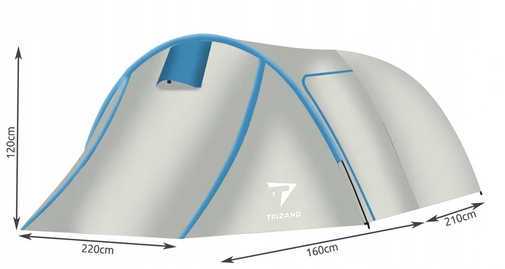 Trizand 12572 Stan pro 3 osoby 120 x 220 x 370 cm modrostříbrný