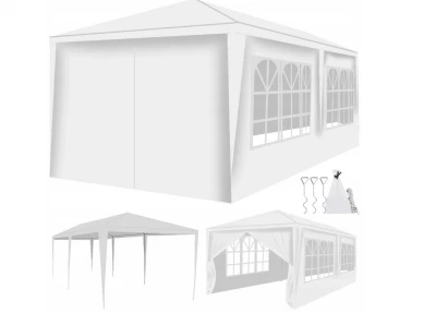 Malatec 12853 Zahradní párty stan 3 x 6 m + 6 bočních stěn bílý