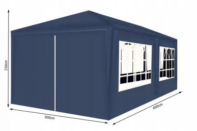 Malatec 12869 Záhradný párty stan 3 x 6 m + 6 bočných stien modrý