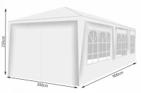 Malatec 12872 Záhradný párty stan 3 x 9 m + 8 bočných stien biely