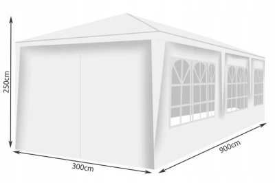 Malatec 12872 Záhradný párty stan 3 x 9 m + 8 bočných stien biely