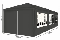 Malatec 12873 Záhradný párty stan 3 x 9 m + 8 bočných stien šedý