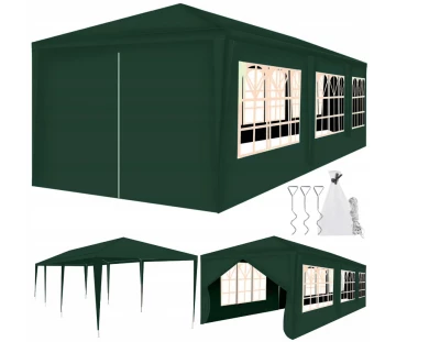 Malatec 12874 Zahradní párty stan 3 x 9 m + 8 bočních stěn zelený