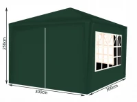 Malatec 12879 Záhradný párty stan 3 x 3 m + 4 bočné steny zelený
