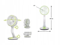 Verk Bezdrôtový skladací ventilátor s LED lampičkou zelenobiela