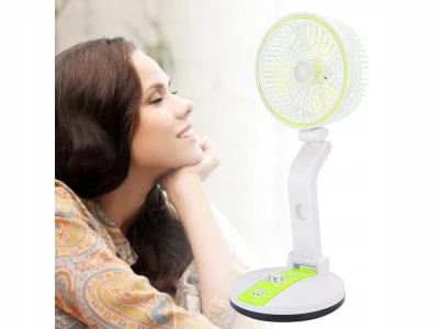 Verk Bezdrôtový skladací ventilátor s LED lampičkou zelenobiela