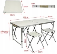 Azar Campingový stôl skladací + 4 x stolička