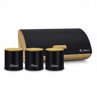 EliteHoff E-6010 Chlebník bambus s dózami černý