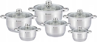 Elitehoff E-4605 12-dílná sada hrnců nerez