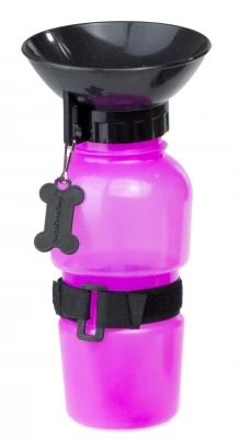 KIK Cestovní láhev pro psy s miskou 500 ml růžová