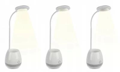 ISO 15977 LED stolní lampa s reproduktorem a organizérem bílá