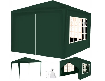 Malatec 12879 Zahradní párty stan 3 x 3 m + 4 boční stěny zelený bazar