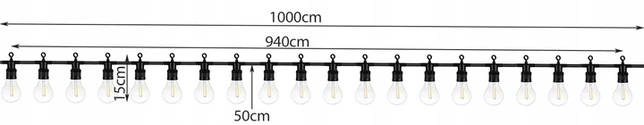 ISO LED vonkajšie dekoračné reťaz girlanda 10m 24V IP44