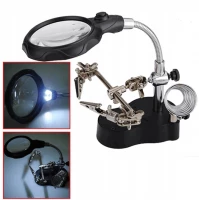 Pronett XJ3047 Držáček s lupou-třetí ruka s LED osvětlením černá