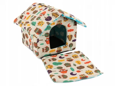 Verk 19004 Domeček pro psa, kočku 33x29x33 cm sovy barevné