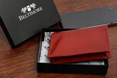 Beltimore G94 Kožené pouzdro na vizitky a platební karty červené