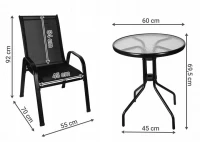Malatec 16198 Balkonový set stůl + 2 židle černý 