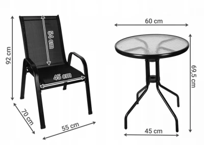 Malatec 16198 Balkonový set stůl + 2 židle černý 